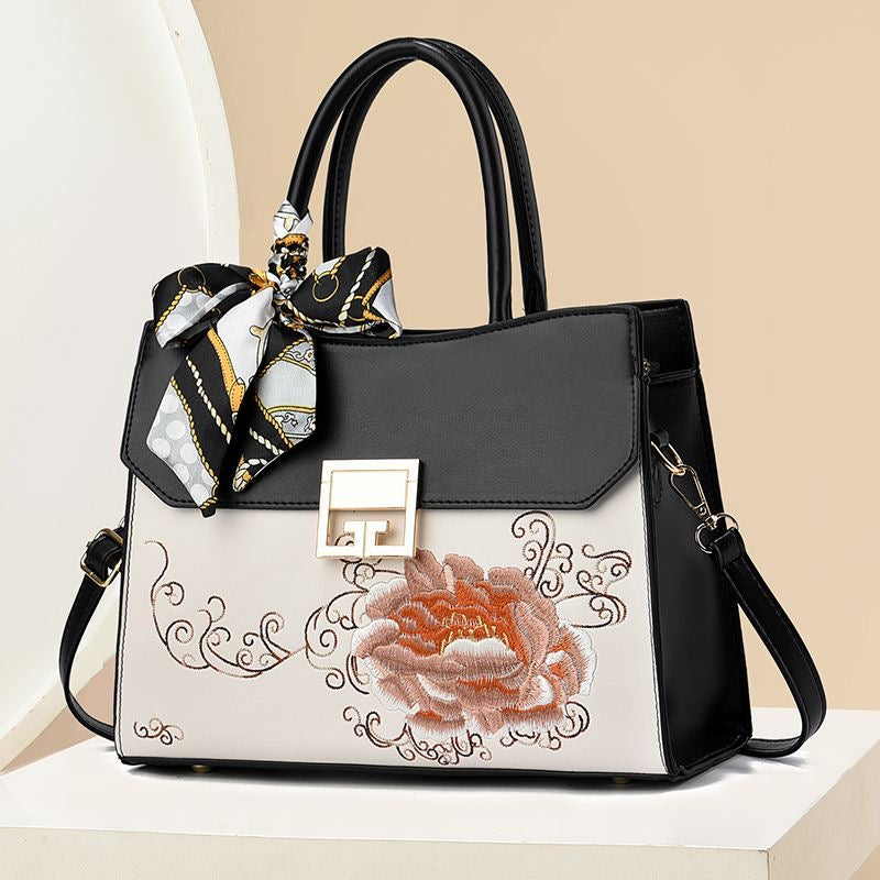 Oriental Bloom Collection – Exquisite Embroidered Handbags with Detachable Silk Scarves