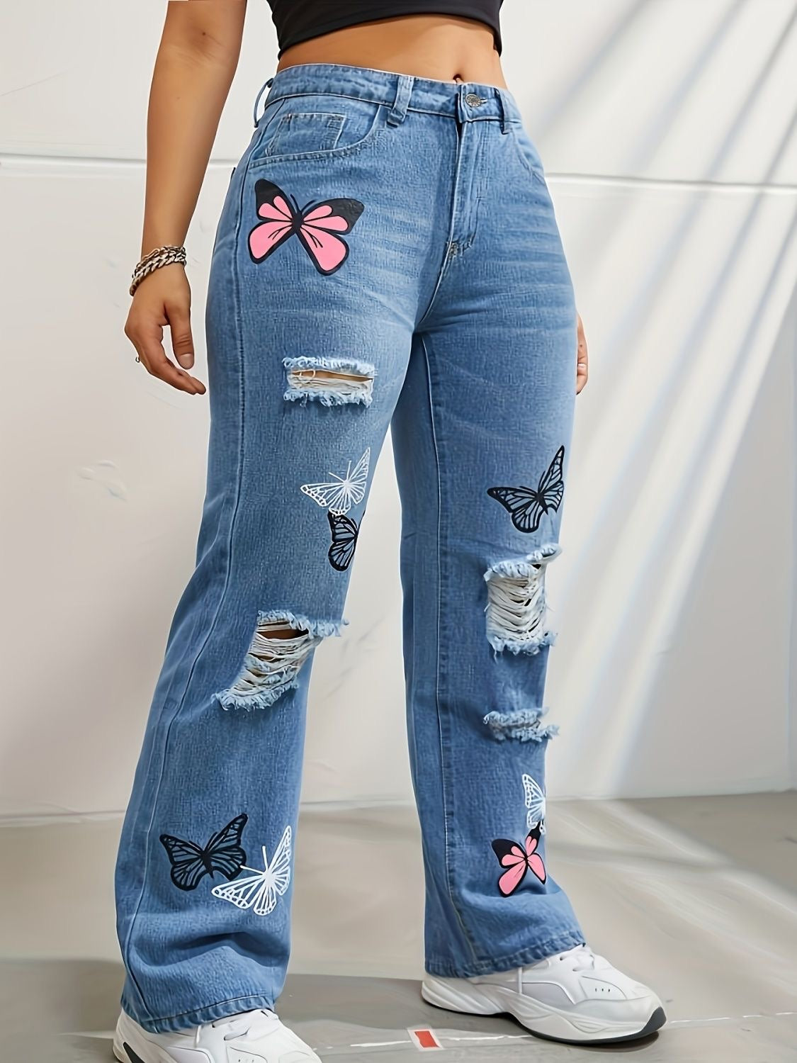 Butterfly Distressed Jeans