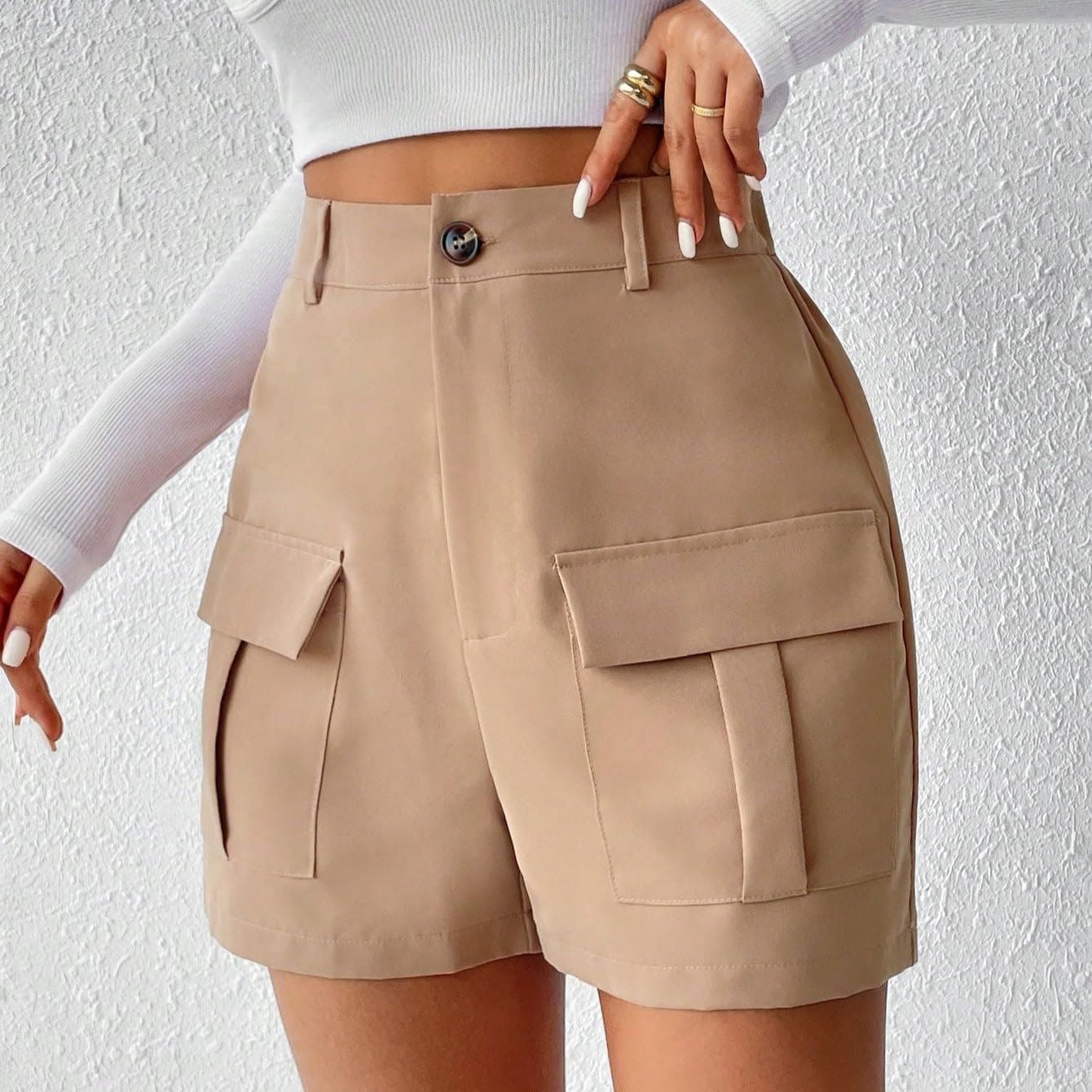 CARI High-Waisted Canvas Shorts
