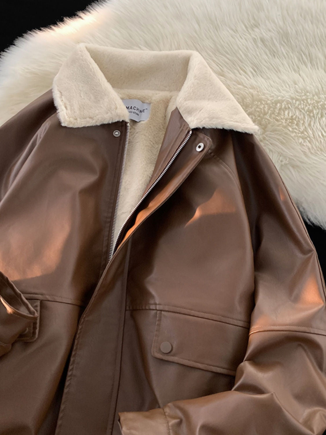 Luxe Faux Fur-Lined Leather Jacket