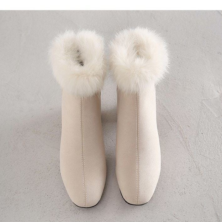 🖤🤍 Luxe Faux Fur-Lined Ankle Boots 🤍🖤
