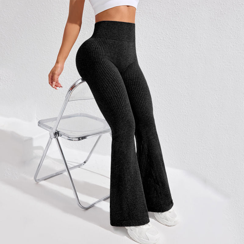 SculptKnit Flare Leggings – High-Waisted Ribbed Yoga Pants with Bootcut Style
