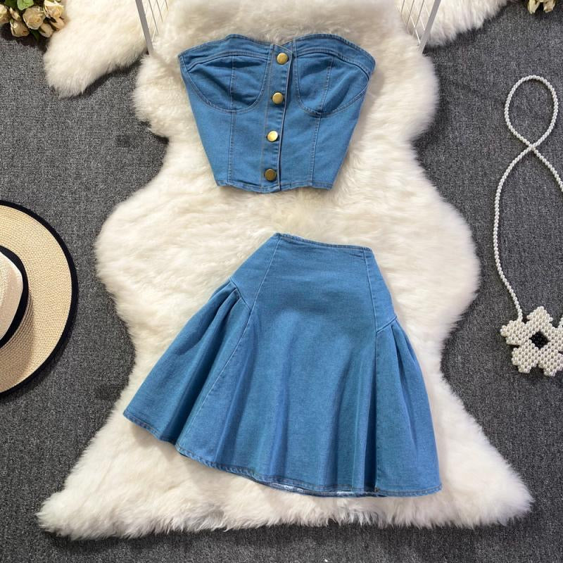 Denim Dream Two-Piece Set – Edgy & Feminine Cowgirl Chic