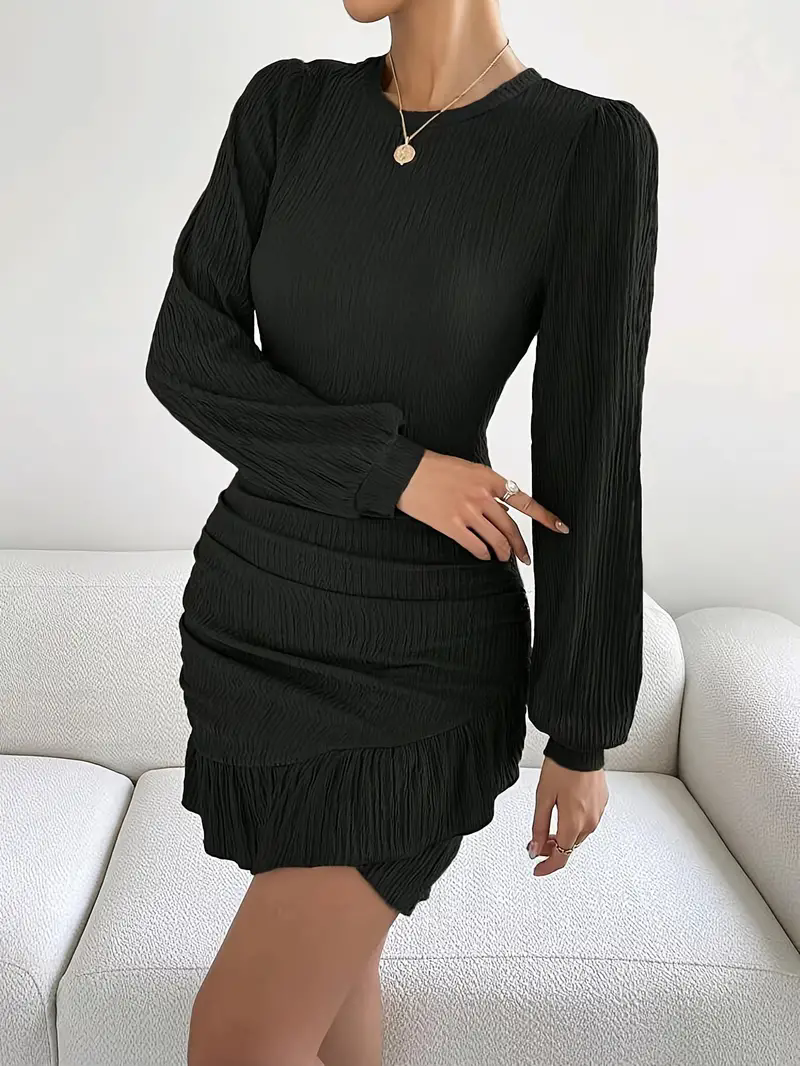 Timeless Elegance: Black & Taupe Textured Dresses