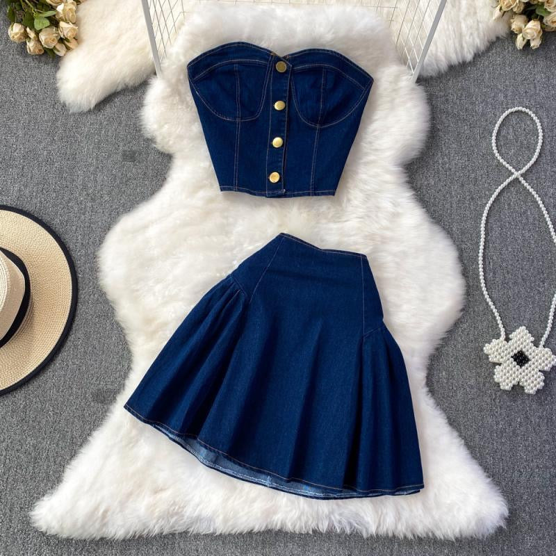 Denim Dream Two-Piece Set – Edgy & Feminine Cowgirl Chic