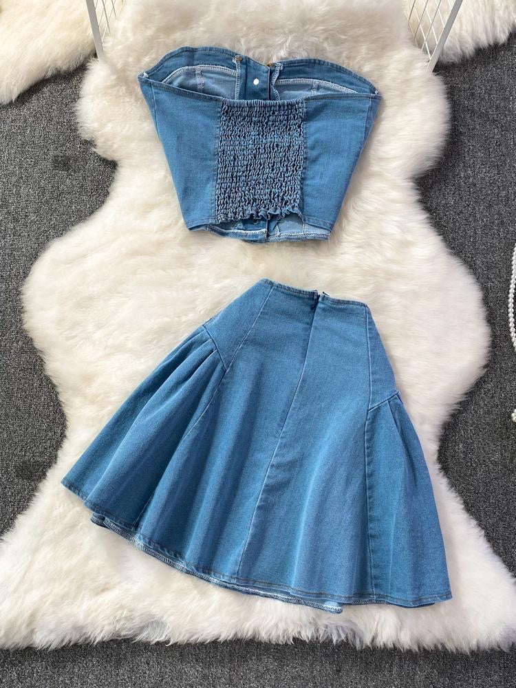 Denim Dream Two-Piece Set – Edgy & Feminine Cowgirl Chic