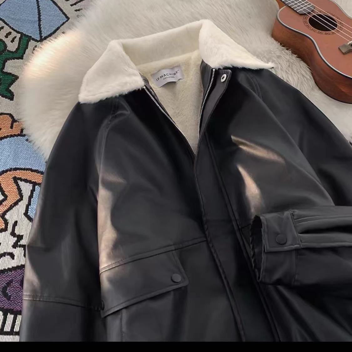 Luxe Faux Fur-Lined Leather Jacket