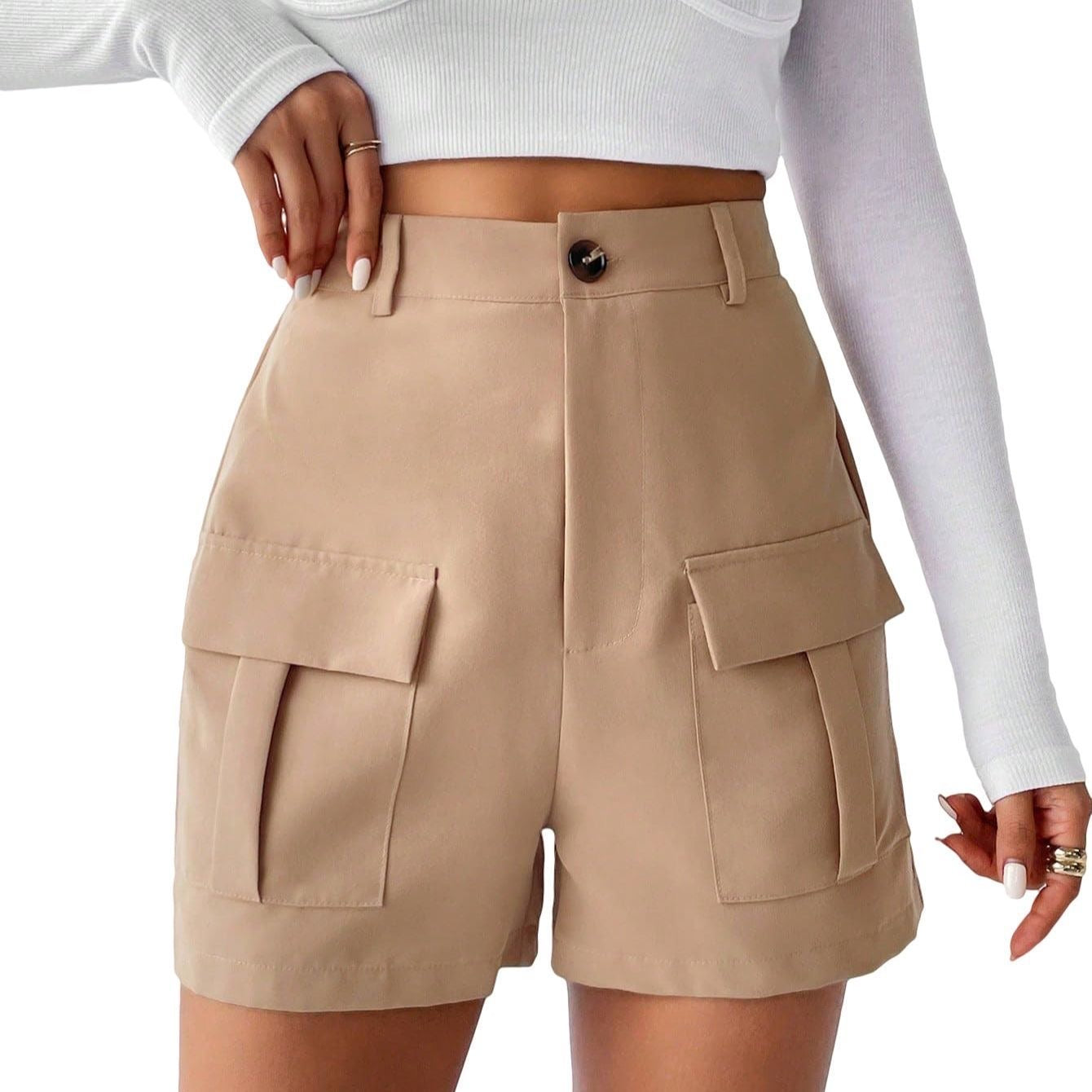 CARI High-Waisted Canvas Shorts