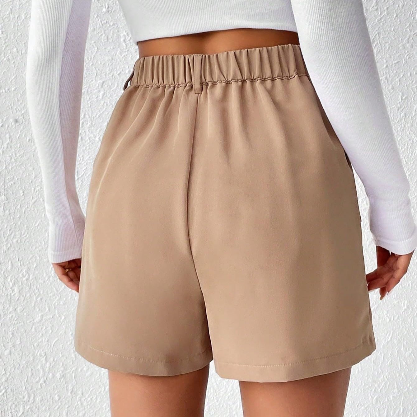 CARI High-Waisted Canvas Shorts