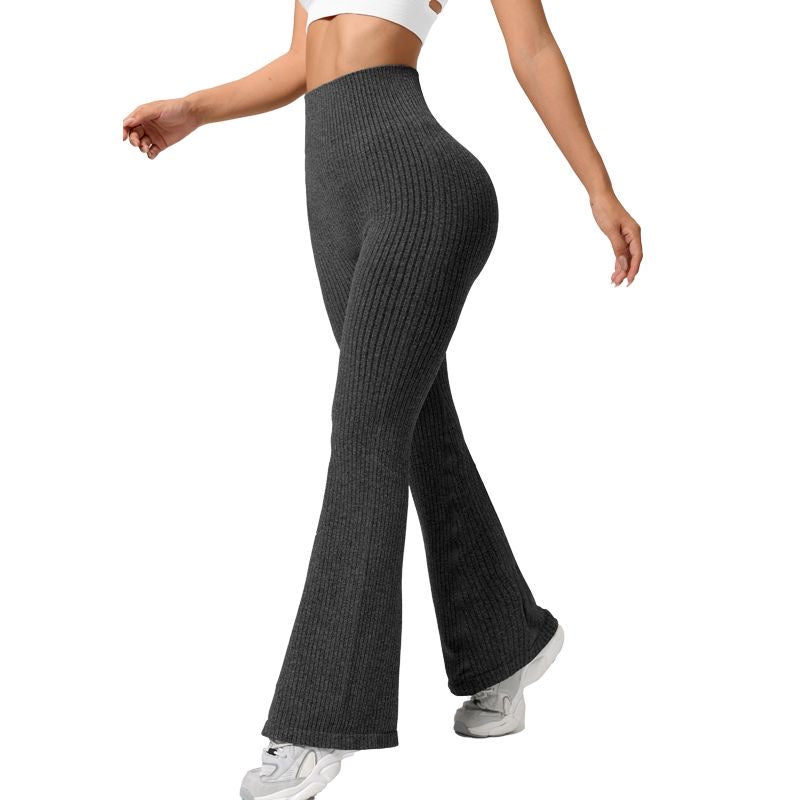 SculptKnit Flare Leggings – High-Waisted Ribbed Yoga Pants with Bootcut Style