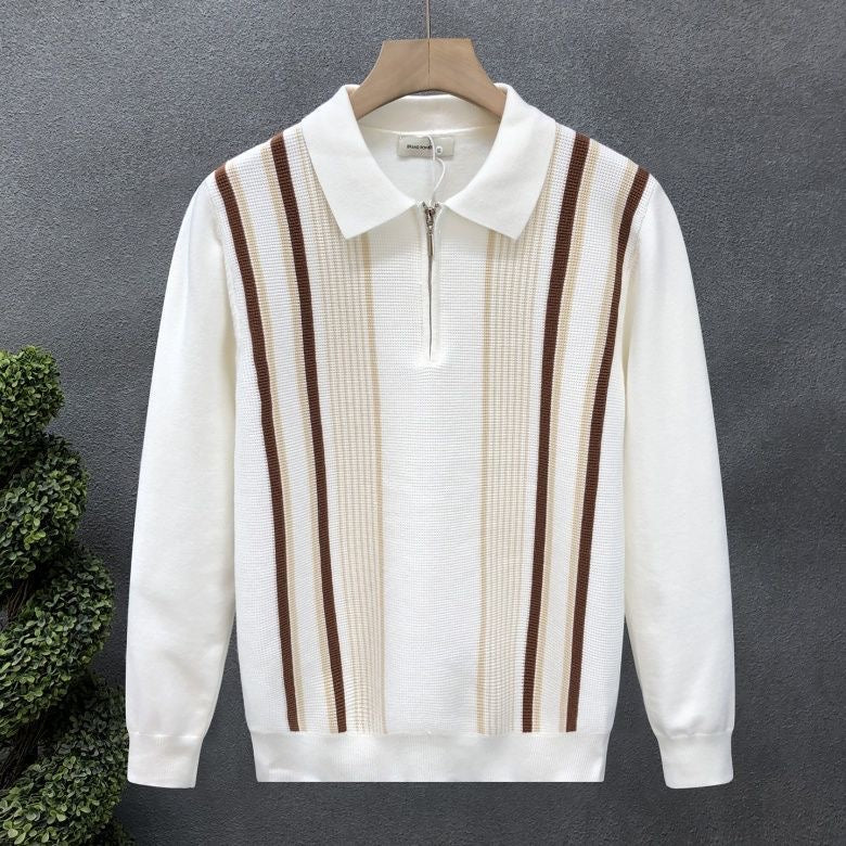 Striped Knit Zip-Up