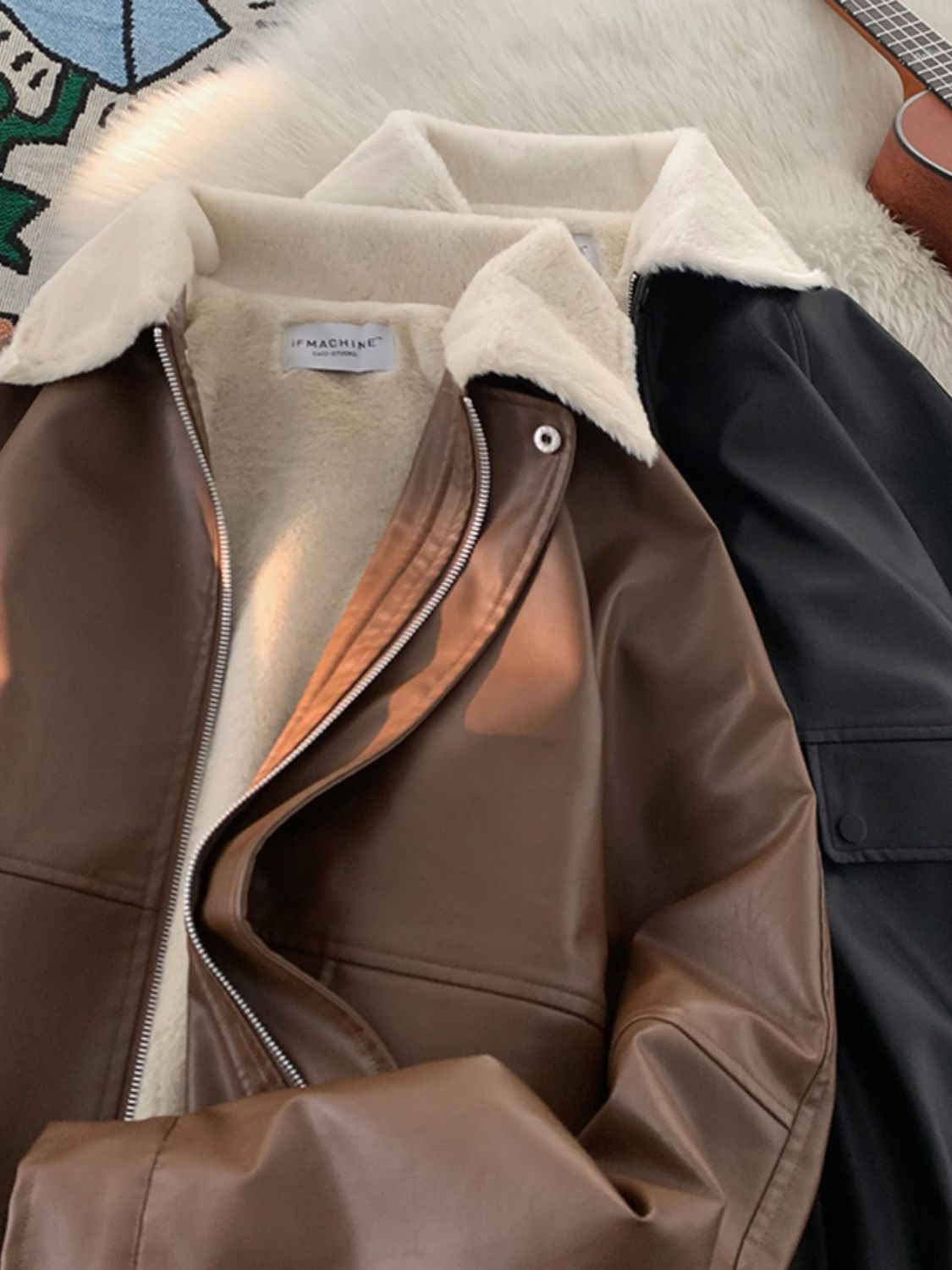 Luxe Faux Fur-Lined Leather Jacket