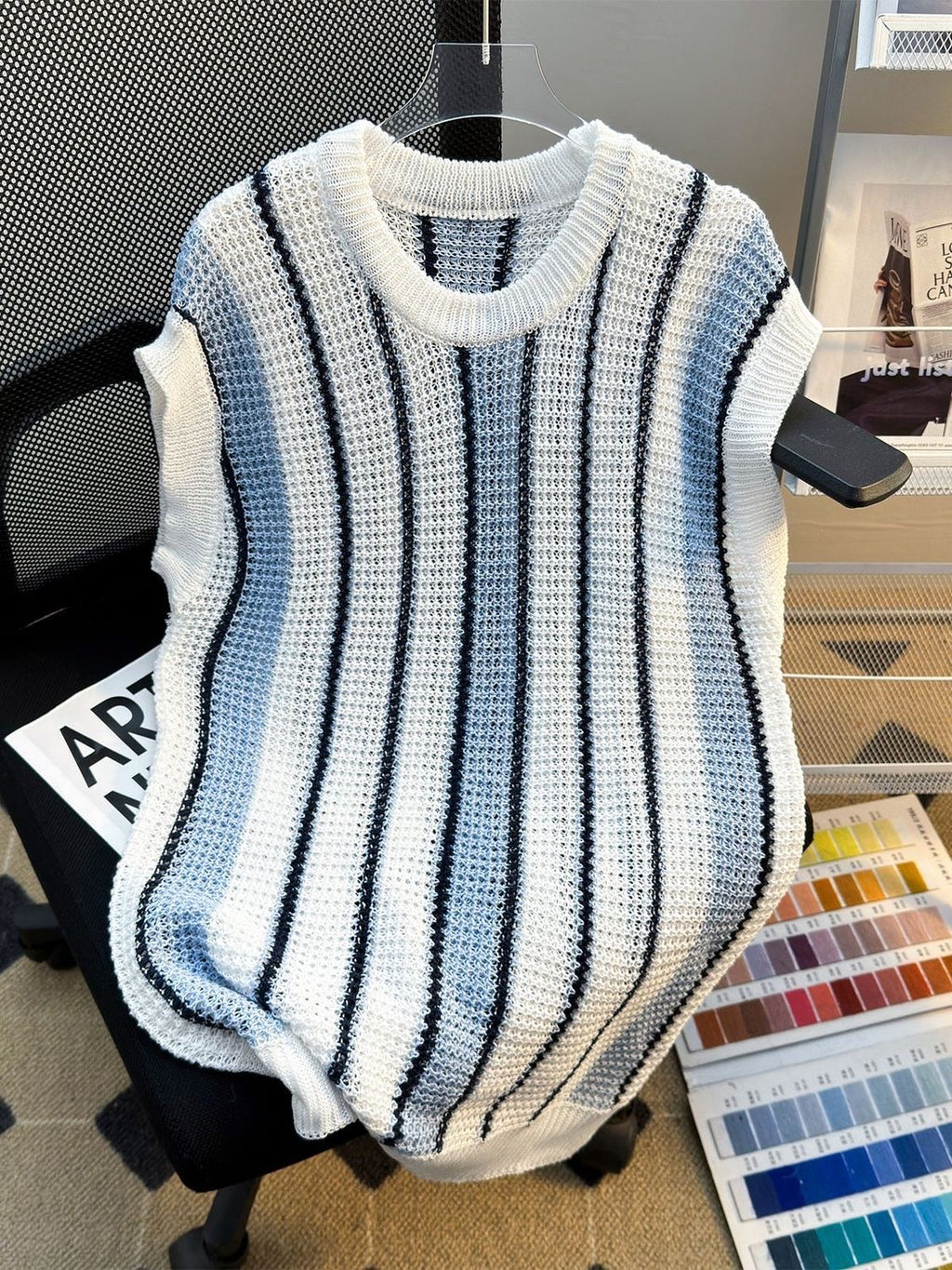 Breathable Striped Knit Vest 