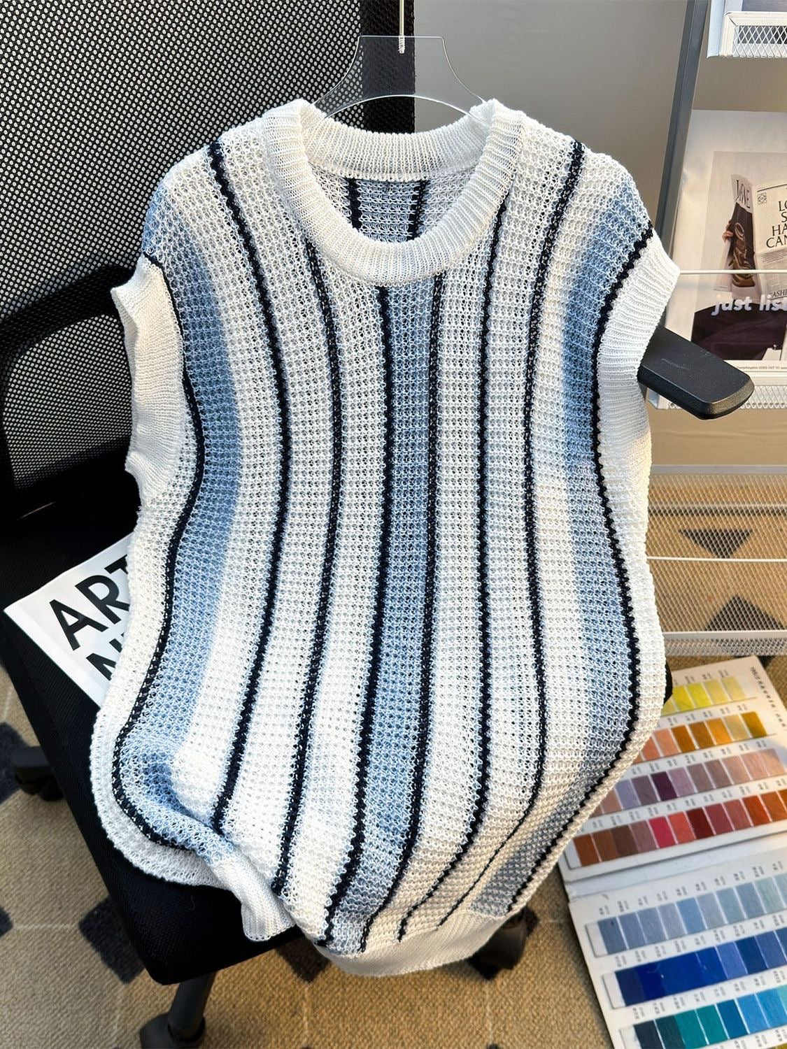 Breathable Striped Knit Vest 