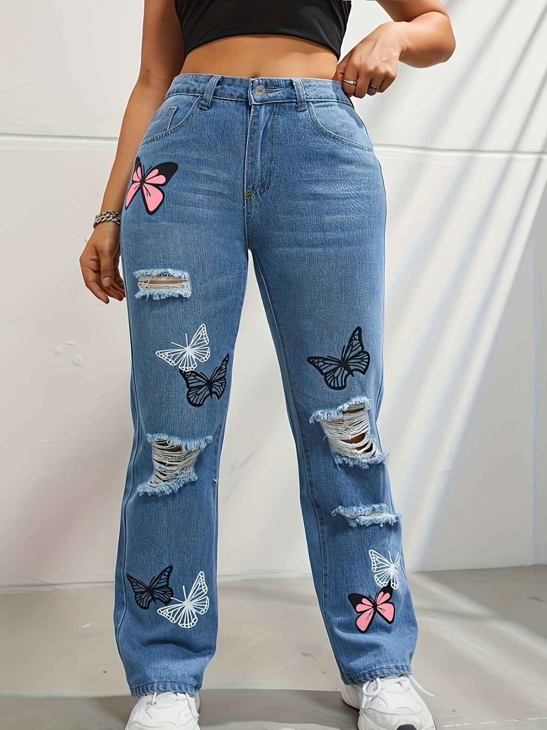 Butterfly Distressed Jeans 