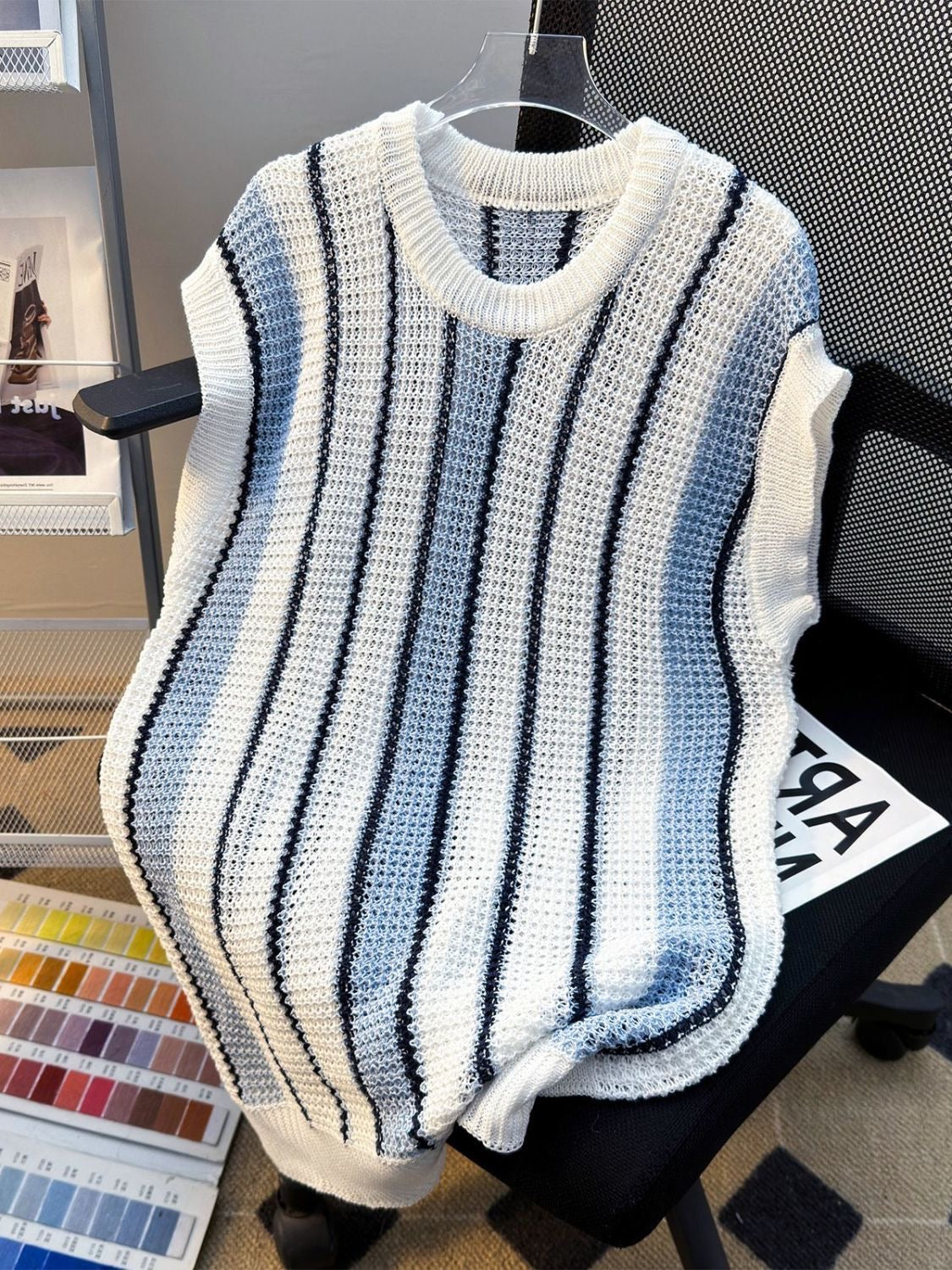 Breathable Striped Knit Vest 