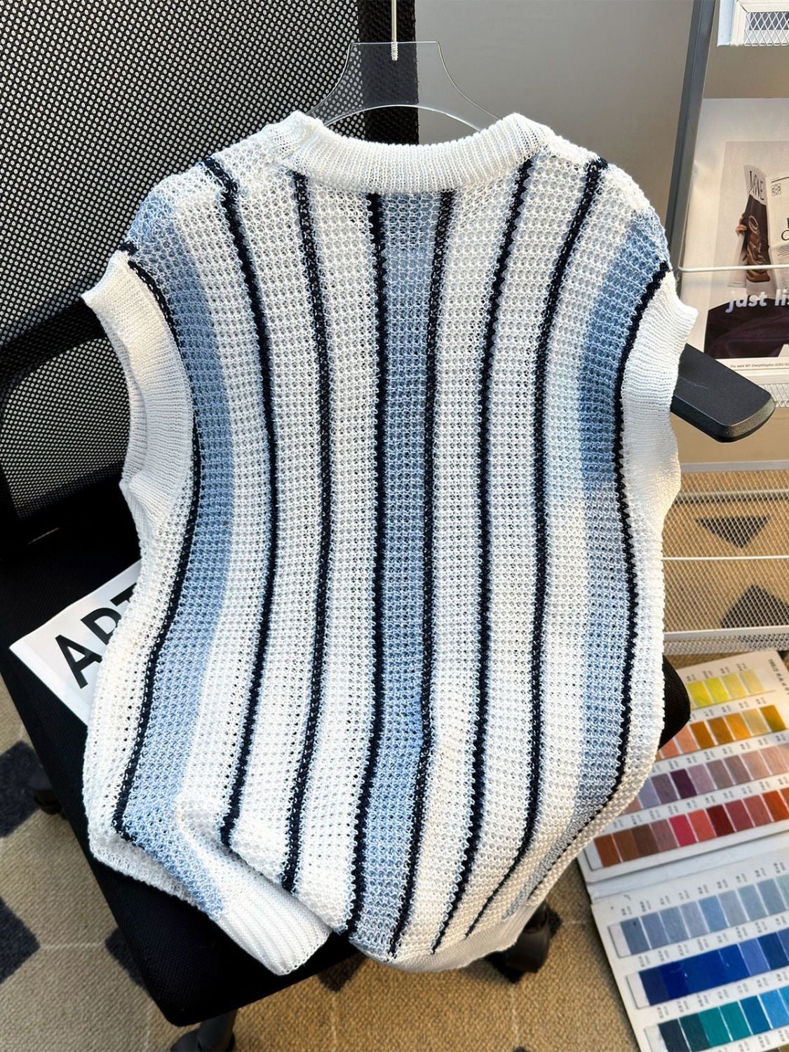 Breathable Striped Knit Vest 