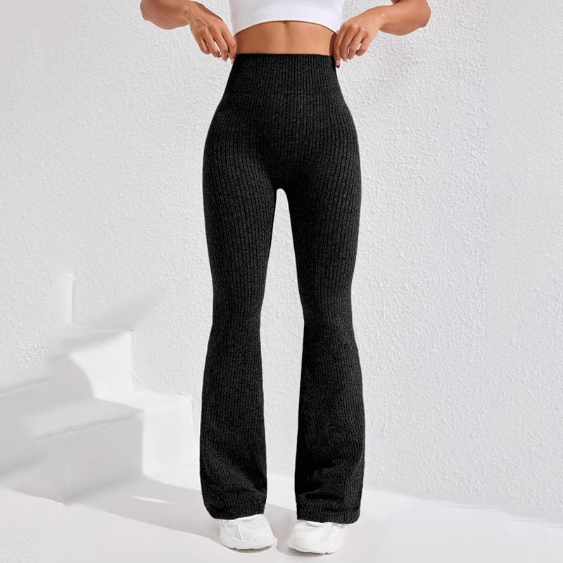 SculptKnit Flare Leggings – High-Waisted Ribbed Yoga Pants with Bootcut Style
