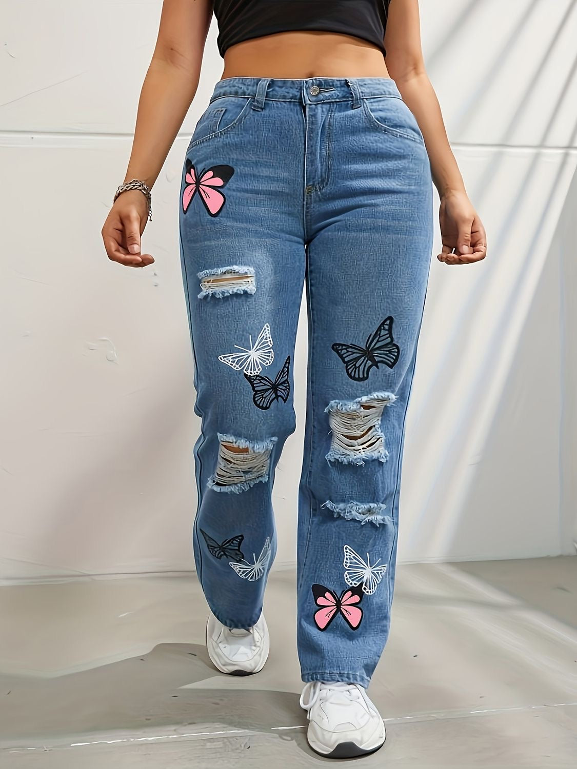 Butterfly Distressed Jeans 