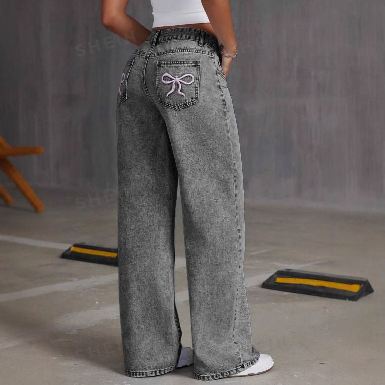 Sweetheart Bow High-Waist Wide-Leg Jeans 🦋
