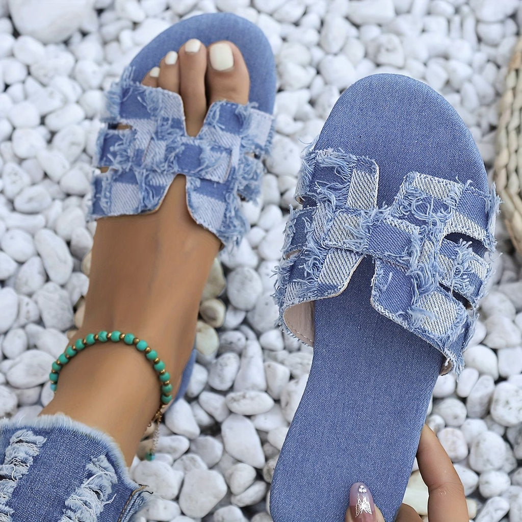 Denim Dream Flat Sandals 🌞