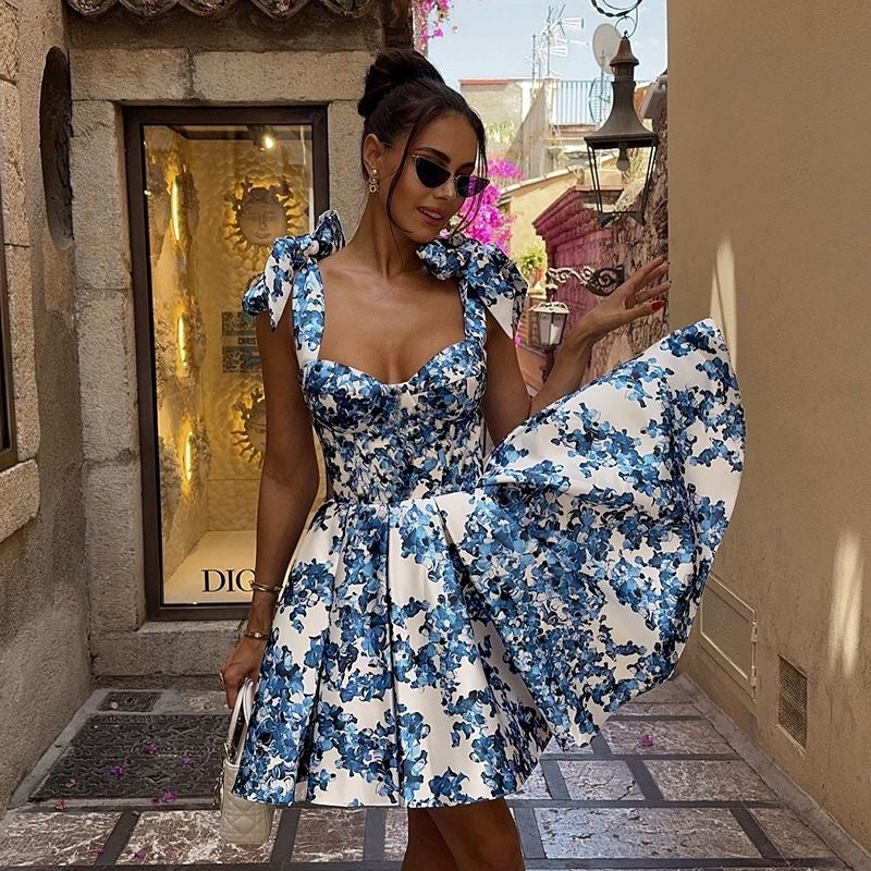 Floral Bow-Tie Maxi Dress