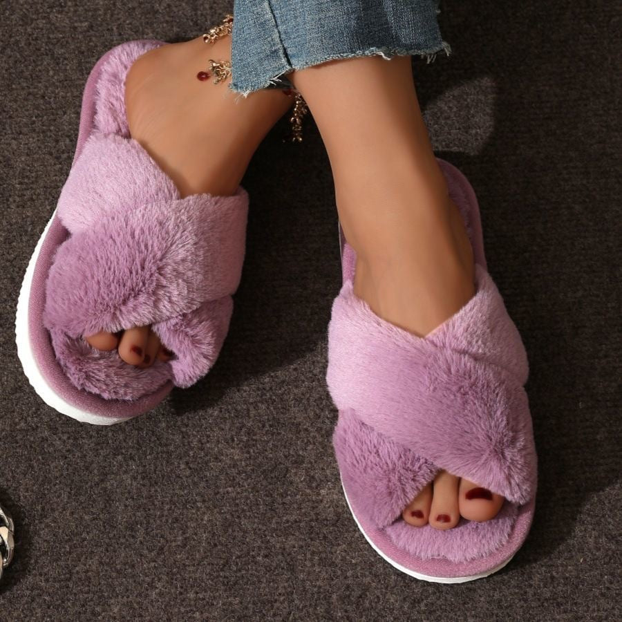 CozyChic Cross-Strap Slide Slippers