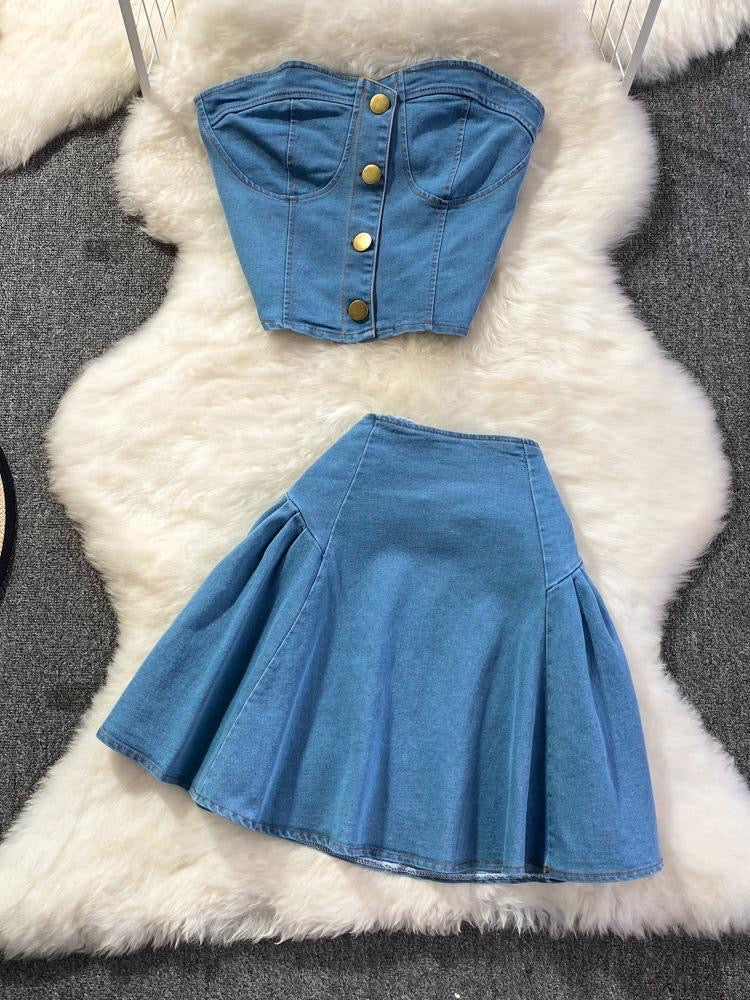 Denim Dream Two-Piece Set – Edgy & Feminine Cowgirl Chic