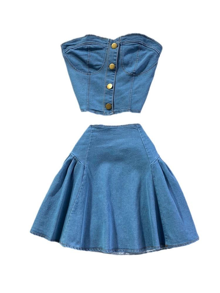 Denim Dream Two-Piece Set – Edgy & Feminine Cowgirl Chic