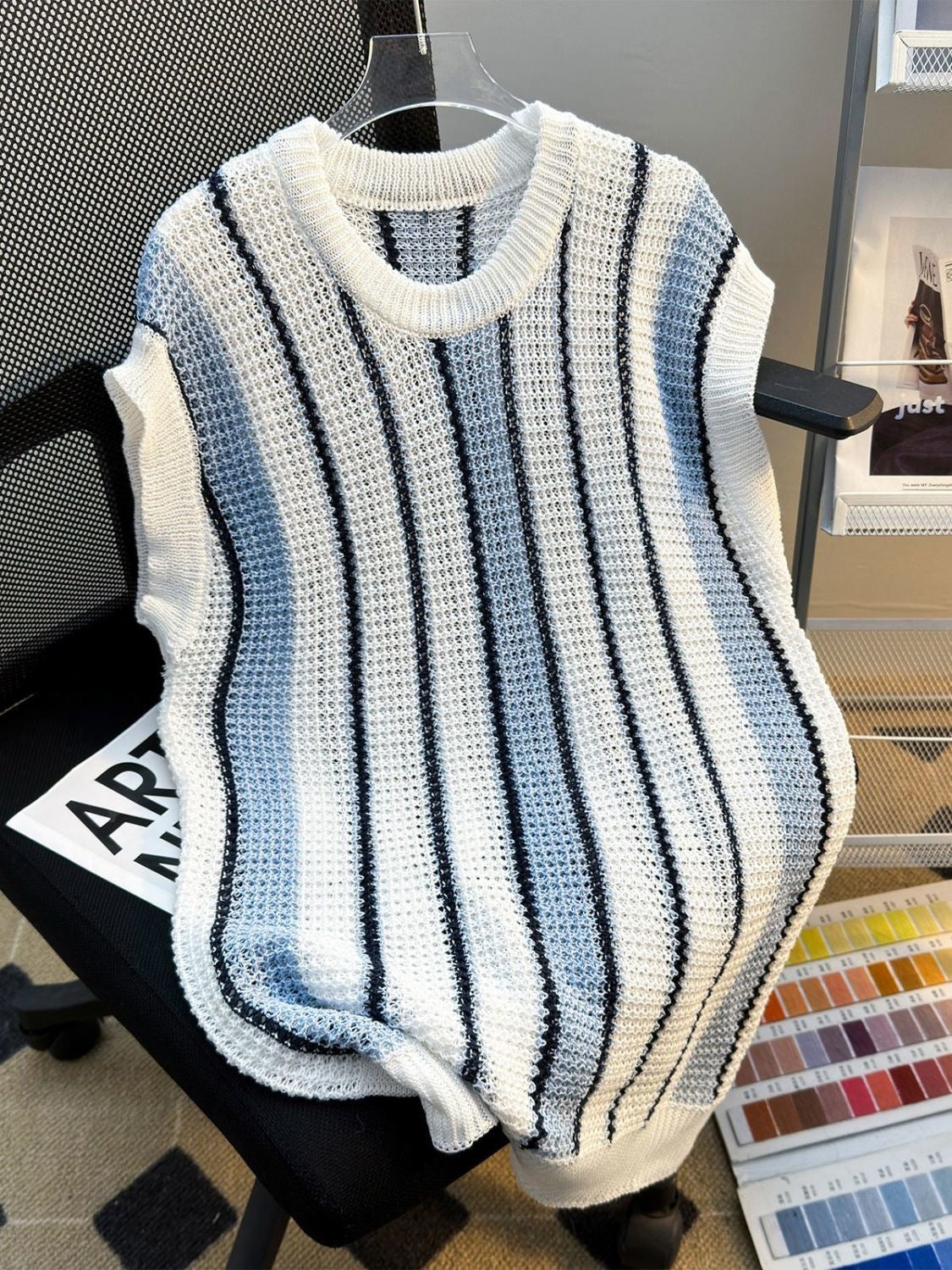 Breathable Striped Knit Vest 