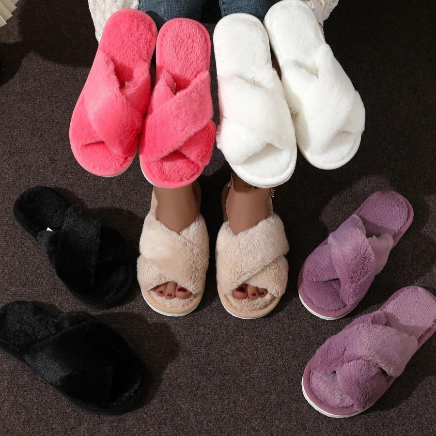 CozyChic Cross-Strap Slide Slippers