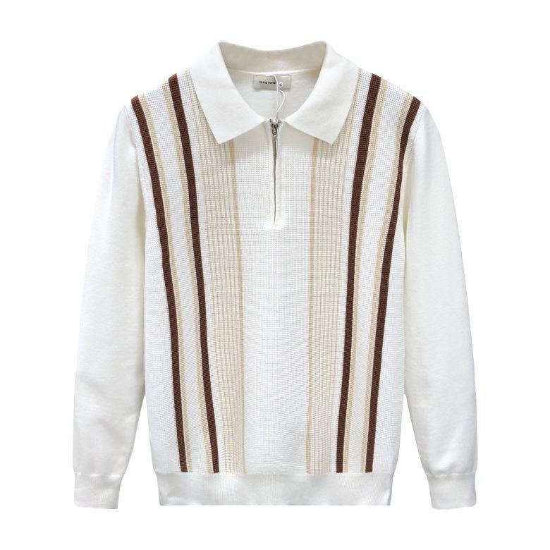 Striped Knit Zip-Up