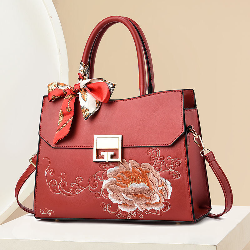 Oriental Bloom Collection – Exquisite Embroidered Handbags with Detachable Silk Scarves