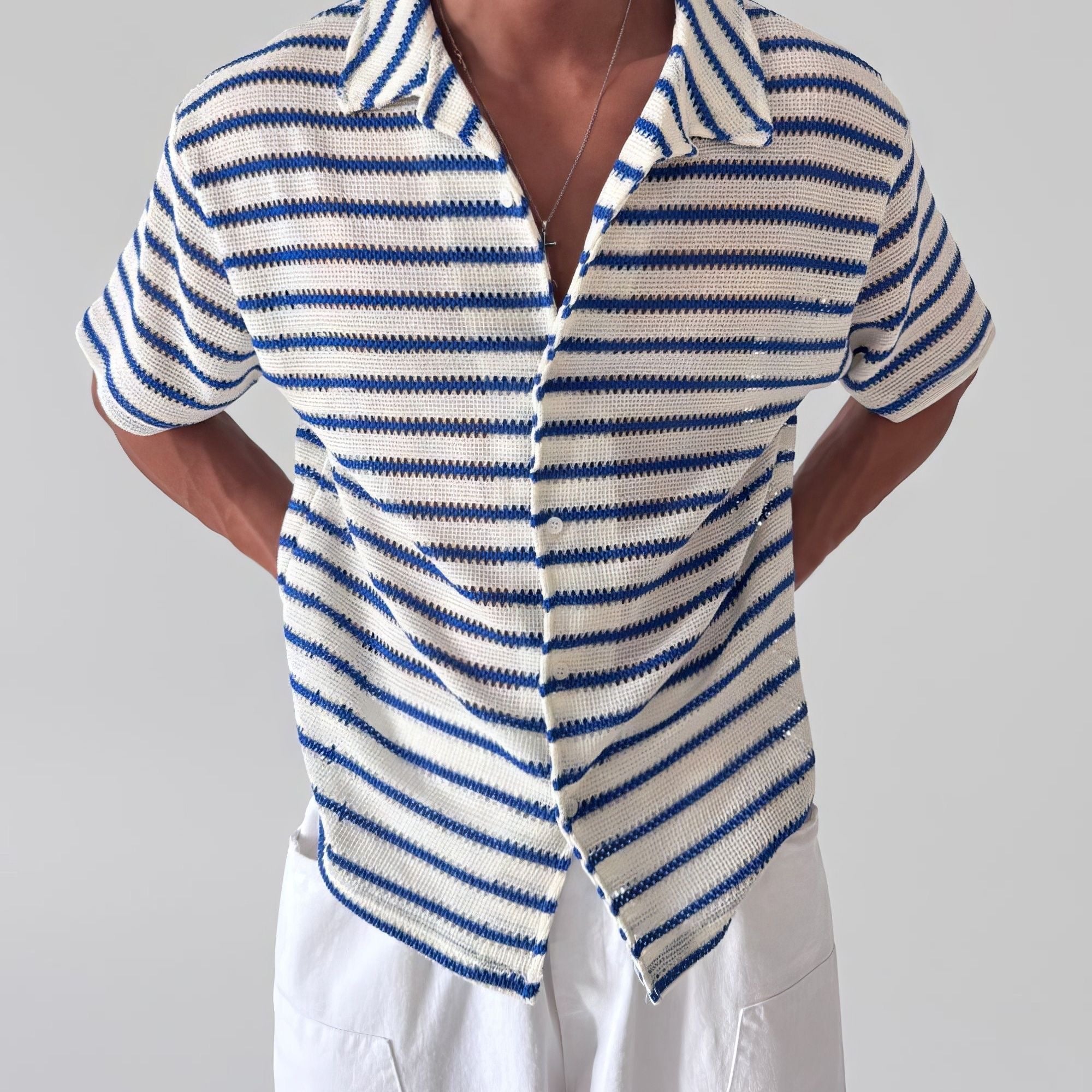 Classic Blue & White Striped Woven Shirt 