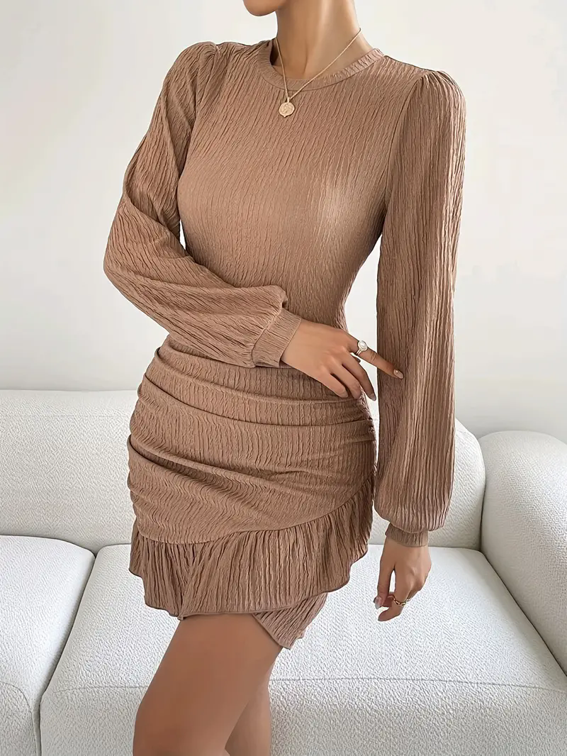 Timeless Elegance: Black & Taupe Textured Dresses