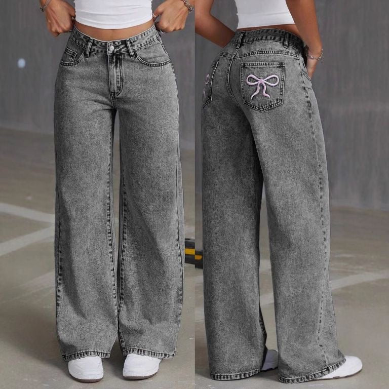 Sweetheart Bow High-Waist Wide-Leg Jeans 🦋